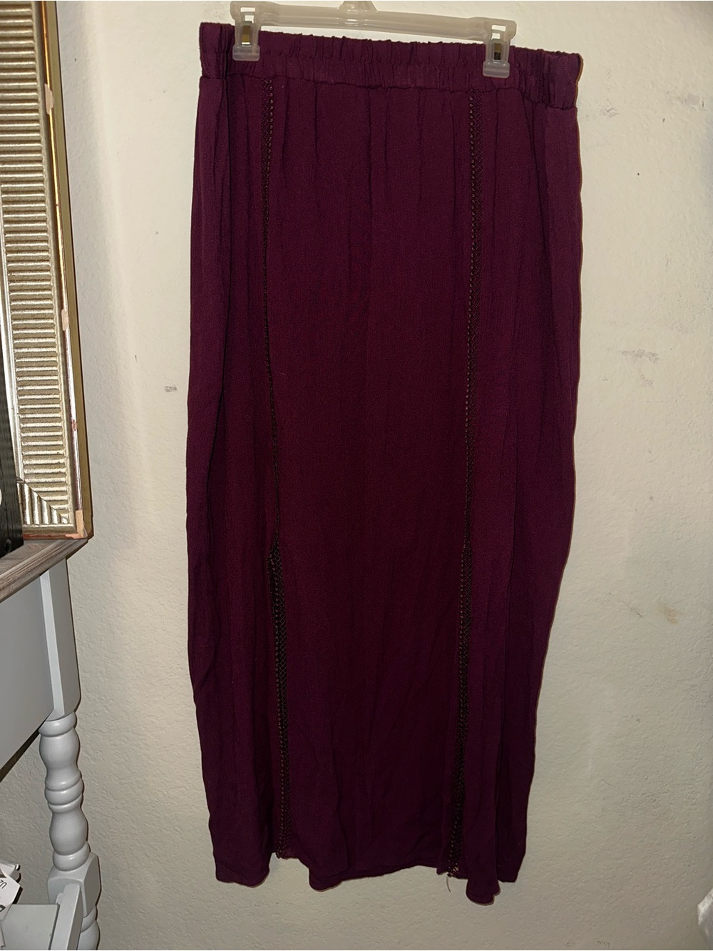 Faded glory maroon maxi skirt with two slits plus size 3X